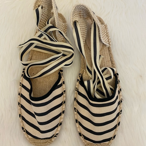 Soludos Lace Up Striped Espadrille Sandals Size 10 - Picture 4 of 11